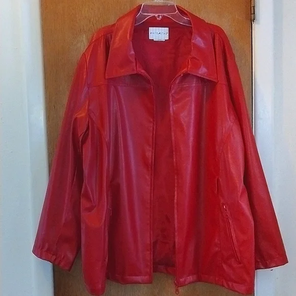 White Stag Ladies Plus Faux Red Leather Coat Sz. 2X - Picture 6 of 10